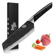 Chef Cleaver Knife Japanese, Ultra Sharp Damascus Steel Black Oxide Hammered Bunka Knife